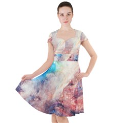 Galaxy Paint Cap Sleeve Midi Dress by goljakoff