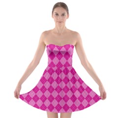 Pink Diamond Pattern Strapless Bra Top Dress by ArtsyWishy