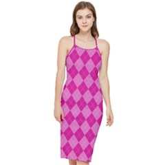 Pink Diamond Pattern Bodycon Cross Back Summer Dress by ArtsyWishy