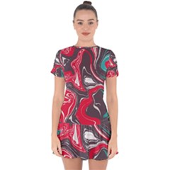 Red Vivid Marble Pattern 3 Drop Hem Mini Chiffon Dress by goljakoff