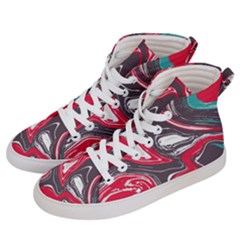 Red Vivid Marble Pattern 3 Women s Hi-top Skate Sneakers by goljakoff