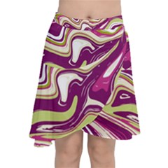 Purple Vivid Marble Pattern Chiffon Wrap Front Skirt by goljakoff