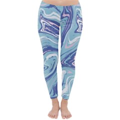 Blue Vivid Marble Pattern Classic Winter Leggings by goljakoff