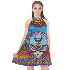 Grateful Dead Wallpapers Halter Neckline Chiffon Dress  by Sapixe