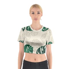 Green Monstera Leaf Illustrations Cotton Crop Top by HermanTelo