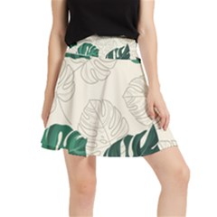 Green Monstera Leaf Illustrations Waistband Skirt by HermanTelo