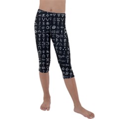 Alchemical Symbols - Collected Inverted Kids  Lightweight Velour Capri Leggings  by WetdryvacsLair