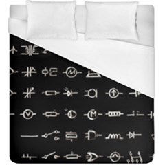 Electrical Symbols Callgraphy Short Run Inverted Duvet Cover (king Size) by WetdryvacsLair