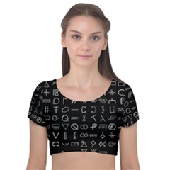 Hobo Signs Collected Inverted Velvet Short Sleeve Crop Top  by WetdryvacsLair