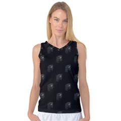 Arfican Head Sculpture Motif Print Pattern Women s Basketball Tank Top by dflcprintsclothing