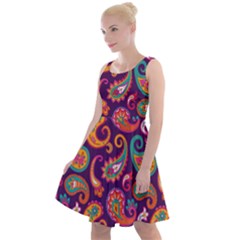 Paisley Purple Knee Length Skater Dress by designsbymallika