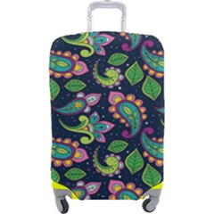 Paisley Green Print Luggage Cover (large) by designsbymallika