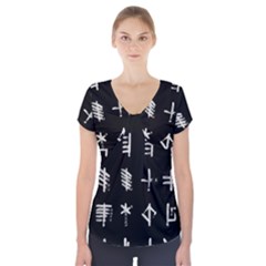 Ogham Rune Set Complete Inverted Short Sleeve Front Detail Top by WetdryvacsLair