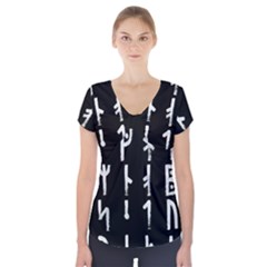 Medieval Runes Collected Inverted Complete Short Sleeve Front Detail Top by WetdryvacsLair