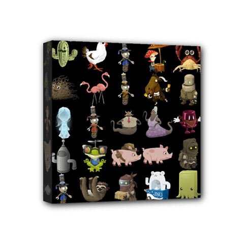 Glitch Glitchen Npc Animals And Characters Pattern Mini Canvas 4  X 4  (stretched) by WetdryvacsLair