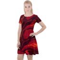 Red Vivid Marble Pattern Cap Sleeve Velour Dress  View1