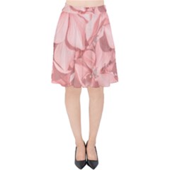 Coral Colored Hortensias Floral Photo Velvet High Waist Skirt by dflcprintsclothing