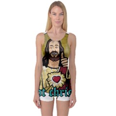 Buddy Christ One Piece Boyleg Swimsuit by Valentinaart