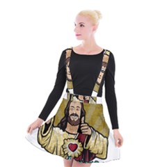 Buddy Christ Suspender Skater Skirt by Valentinaart