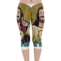 Buddy Christ Velvet Capri Leggings  by Valentinaart