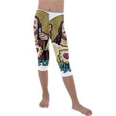 Buddy Christ Kids  Lightweight Velour Capri Leggings  by Valentinaart