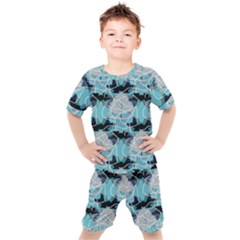 Digital Waves Kids  Tee And Shorts Set by Sparkle