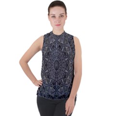 Mellow Mandala  Mock Neck Chiffon Sleeveless Top by MRNStudios