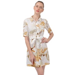 Birds And Flowers  Belted Shirt Dress by Sobalvarro