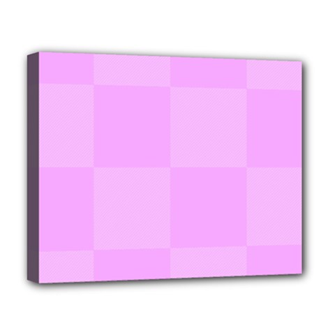 Pink Gingham Check Squares Deluxe Canvas 20  X 16  (stretched) by yoursparklingshop