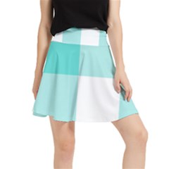 Turquoise And White Buffalo Check Waistband Skirt by yoursparklingshop