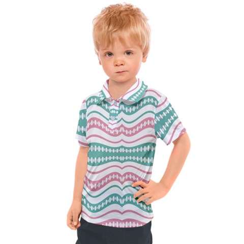 Waving Lines Vivid Pattern Kids  Polo Tee by dflcprintsclothing