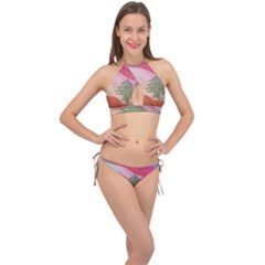 Lebanon Cross Front Halter Bikini Set by AwesomeFlags