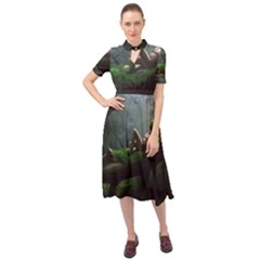 Wooden Child Resting On A Tree From Fonebook Keyhole Neckline Chiffon Dress by 2853937