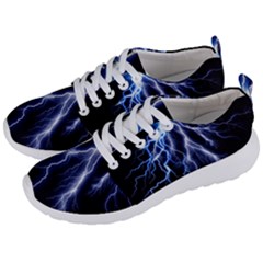 Blue Lightning At Night, Modern Graphic Art  Men s Lightweight Sports Shoes by picsaspassion