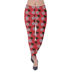 Flowers Pattern Velvet Leggings by Sparkle