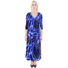 Lines Flash Light Mystical Fantasy Quarter Sleeve Wrap Maxi Dress by Dutashop