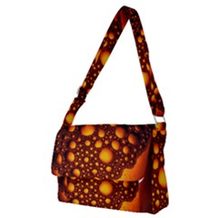 Bubbles Abstract Art Gold Golden Full Print Messenger Bag (m) by Dutashop