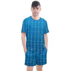 Background Texture Pattern Blue Men s Mesh Tee And Shorts Set