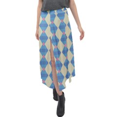 Pattern Texture Chevron Velour Split Maxi Skirt by Dutashop