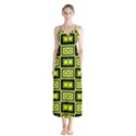 Green Pattern Square Squares Button Up Chiffon Maxi Dress View1