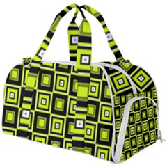 Green Pattern Square Squares Burner Gym Duffel Bag by Dutashop