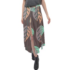 Leaf Brown Velour Split Maxi Skirt by Dutashop