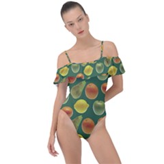 Background Fruits Several Frill Detail One Piece Swimsuit by Dutashop