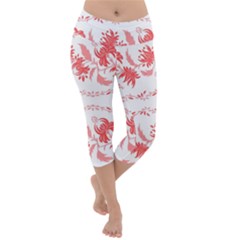 Folk Ornament Lightweight Velour Capri Yoga Leggings by Eskimos