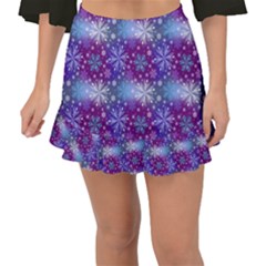 Snow Blue Purple Tulip Fishtail Mini Chiffon Skirt by Dutashop