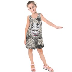 Samurai Oni Mask Kids  Sleeveless Dress by Saga96