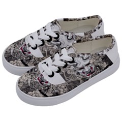 Samurai Oni Mask Kids  Classic Low Top Sneakers by Saga96