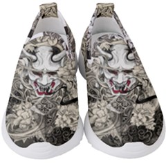 Samurai Oni Mask Kids  Slip On Sneakers by Saga96