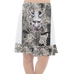 Samurai Oni Mask Fishtail Chiffon Skirt by Saga96