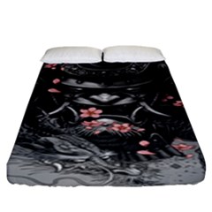 Samurai Oni Mask Fitted Sheet (king Size) by Saga96